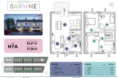 Rzut - Mieszkanie na sprzedaż 4 pokoje o powierzchni 83,67 m² - numer H07A w Osiedle Barwne I