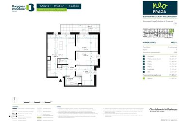 Rzut - Mieszkanie na sprzedaż 4 pokoje o powierzchni 79,41 m² - numer AA0215 w Neo Praga