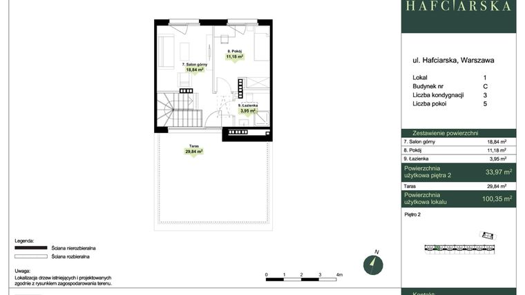 Rzut - Dom na sprzedaż 5 pokoi o powierzchni 100,35 m² - numer C1 w Hafciarska
