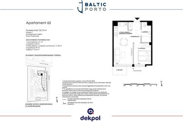Rzut - Mieszkanie na sprzedaż 2 pokoje o powierzchni 35,73 m² - numer M65 w Baltic Porto