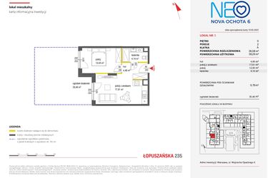 Rzut - Mieszkanie na sprzedaż 2 pokoje o powierzchni 39,08 m² - numer 5 w Neo Nova Ochota 6