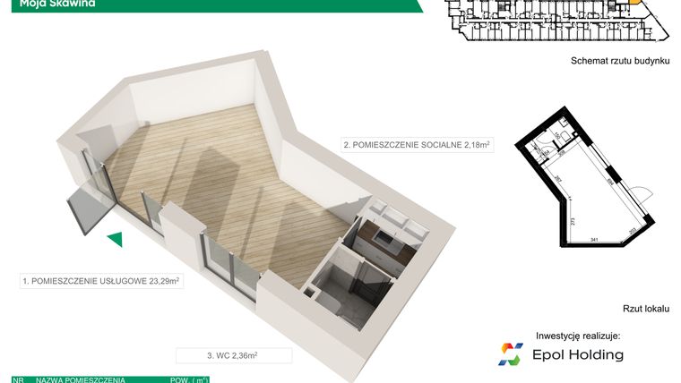 Rzut - Lokal użytkowy na sprzedaż 1 pokój o powierzchni 27,83 m² - numer LU1 w Moja Skawina