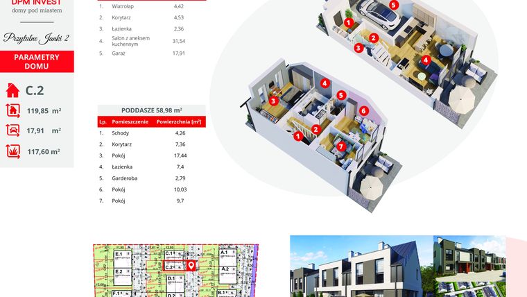 Rzut - Dom na sprzedaż 4 pokoje o powierzchni 119,8 m² - numer C.2 w Osiedle Przytulne Janki II etap 2