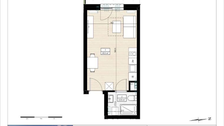 Rzut - Mieszkanie na sprzedaż 1 pokój o powierzchni 24,05 m² - numer B4/0/12 w MONTANO lokale inwestycyjne