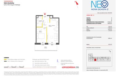 Rzut - Mieszkanie na sprzedaż 2 pokoje o powierzchni 37,34 m² - numer 34 w Neo Nova Ochota 2