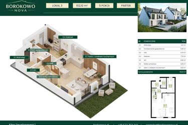 Rzut - Dom na sprzedaż 5 pokoi o powierzchni 102,8 m² - numer 2A w Borkowo Nova