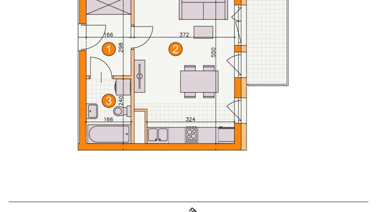 Rzut - Mieszkanie na sprzedaż 1 pokój o powierzchni 28,06 m² - numer BIII/B15 w Osiedle Bocianie Gniazdo 2