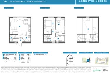 Rzut - Dom na sprzedaż 3 pokoje o powierzchni 58,79 m² - numer 15a w Leszczyńskiego 25