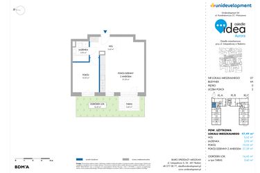 Rzut - Mieszkanie na sprzedaż 2 pokoje o powierzchni 47,49 m² - numer 7.4A w Osiedle Idea Aurora