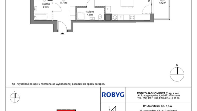 Rzut - Mieszkanie na sprzedaż 3 pokoje o powierzchni 68,21 m² - numer C12.1M01 w Lawendowe Wzgórza bud. C12