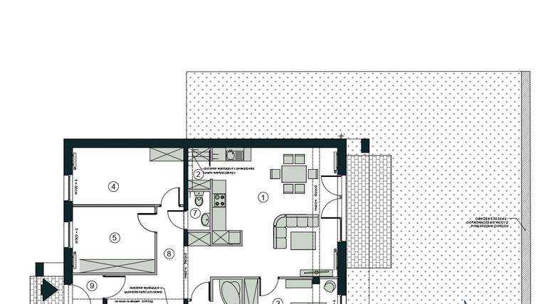 Rzut - Mieszkanie na sprzedaż 4 pokoje o powierzchni 92,51 m² - numer E1 w Aleja Wiśniowa Pogórze