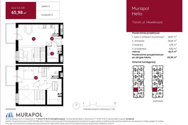 Rzut - Mieszkanie na sprzedaż 1 pokój o powierzchni 65,98 m² - numer 2.A.2.06 w Murapol Helio