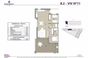 Rzut - Mieszkanie na sprzedaż 2 pokoje o powierzchni 75,87 m² - numer 11 w Eden Beach 2
