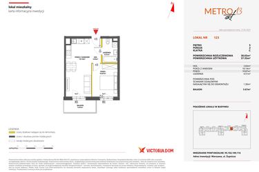 Rzut - Mieszkanie na sprzedaż 2 pokoje o powierzchni 38,65 m² - numer 123 w Metro Art 13
