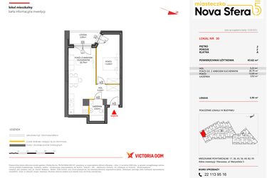 Rzut - Mieszkanie na sprzedaż 2 pokoje o powierzchni 43,62 m² - numer 30 w Miasteczko Nova Sfera 5