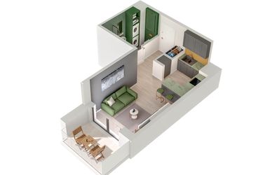 Rzut - Mieszkanie na sprzedaż 1 pokój o powierzchni 26,78 m² - numer C.85.C w Quercus bud. C