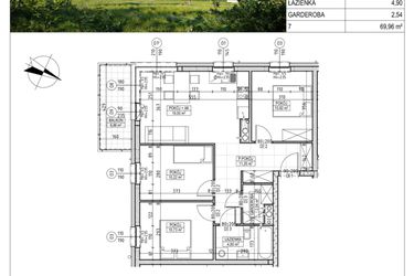 Rzut - Mieszkanie na sprzedaż 4 pokoje o powierzchni 69,96 m² - numer C3.03.51 w Osiedle Panorama Wiślana Etap III - budynek C3