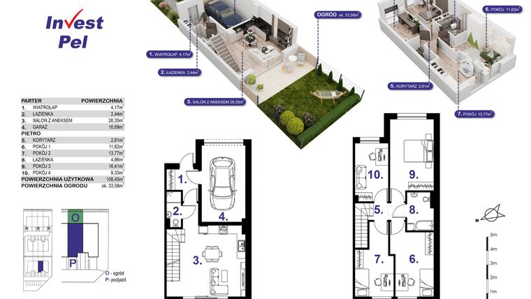 Rzut - Dom na sprzedaż 5 pokoi o powierzchni 117,27 m² - numer 6A w Villa Park Gdańsk etap III