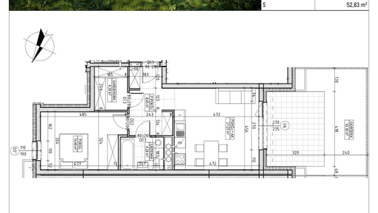 Rzut - Mieszkanie na sprzedaż 2 pokoje o powierzchni 52,83 m² - numer C5.00.35 w Osiedle Panorama Wiślana Etap IV - budynek C5