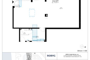 Rzut - Lokal użytkowy na sprzedaż 1 pokój o powierzchni 137,26 m² - numer G.0U01 w Nadmotławie Apartments