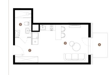 Rzut - Mieszkanie na sprzedaż 1 pokój o powierzchni 30,91 m² - numer C2.02.18 w Apartamenty Reytana