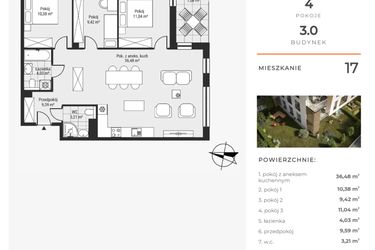 Rzut - Mieszkanie na sprzedaż 4 pokoje o powierzchni 84,38 m² - numer 17 w Bytkowska 3.0