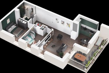 Rzut - Mieszkanie na sprzedaż 3 pokoje o powierzchni 54,57 m² - numer 52 w Apartamenty Zagajnikowa 2