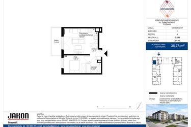 Rzut - Mieszkanie na sprzedaż 2 pokoje o powierzchni 36,78 m² - numer D.D86 w Wieruszowska D