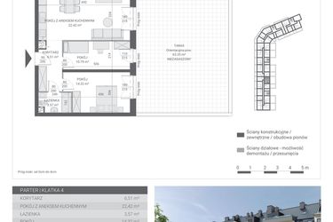 Rzut - Mieszkanie na sprzedaż 3 pokoje o powierzchni 57,61 m² - numer 93 w Ignatki Forest etap II