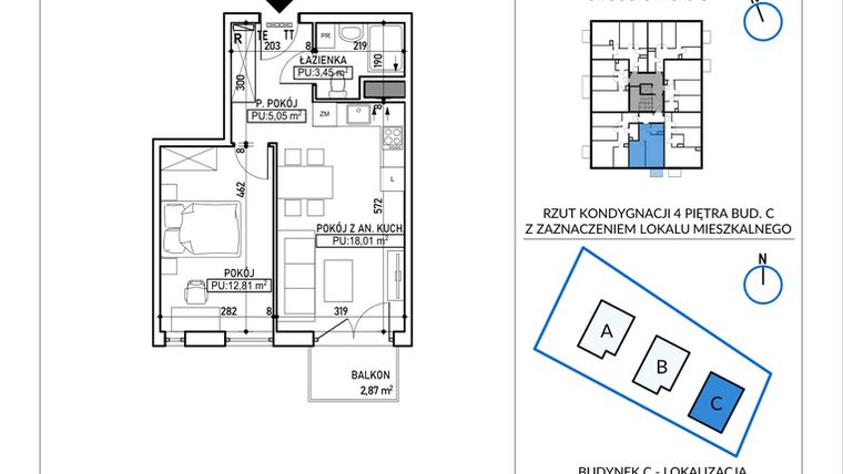 Rzut - Mieszkanie na sprzedaż 2 pokoje o powierzchni 39,32 m² - numer 5-34 w Jodłowicka 5