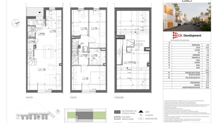Rzut - Dom na sprzedaż 4 pokoje o powierzchni 86,95 m² - numer C.4 w Nova Wola Park