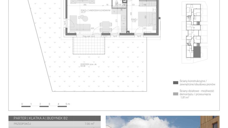 Rzut - Mieszkanie na sprzedaż 3 pokoje o powierzchni 57,65 m² - numer M-1 w Forma Augustów