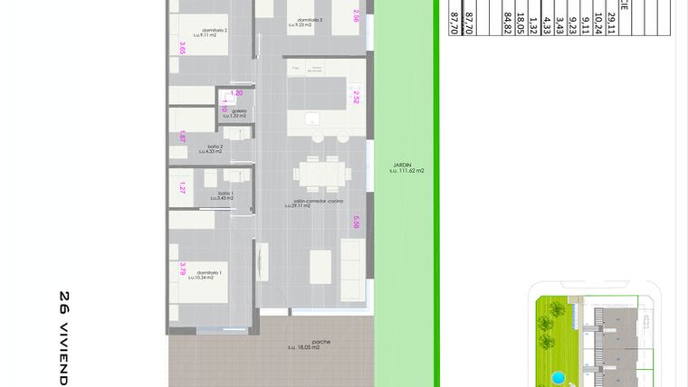 Rzut - Dom na sprzedaż 3 pokoje o powierzchni 82,04 m² - numer 23.1 w Domy w Pilar de la Horadada - 31664834