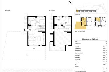 Rzut - Mieszkanie na sprzedaż 4 pokoje o powierzchni 79,01 m² - numer 27.1 w River Park