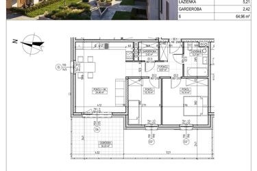 Rzut - Mieszkanie na sprzedaż 3 pokoje o powierzchni 64,96 m² - numer M.B7.00.05 w Osiedle Harmonia bud. B7