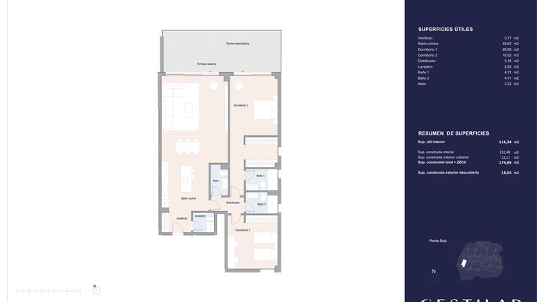Rzut - Mieszkanie na sprzedaż 2 pokoje o powierzchni 132,48 m² - numer 10A w Isla Bela