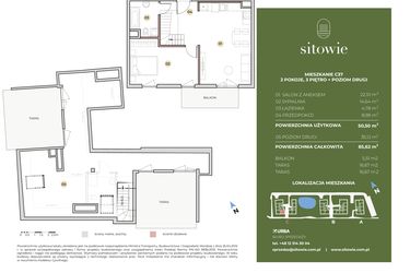 Rzut - Mieszkanie na sprzedaż 3 pokoje o powierzchni 85,62 m² - numer C37 w Sitowie