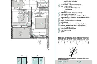 Rzut - Mieszkanie na sprzedaż 2 pokoje o powierzchni 41,93 m² - numer A.3.11 w Remedium