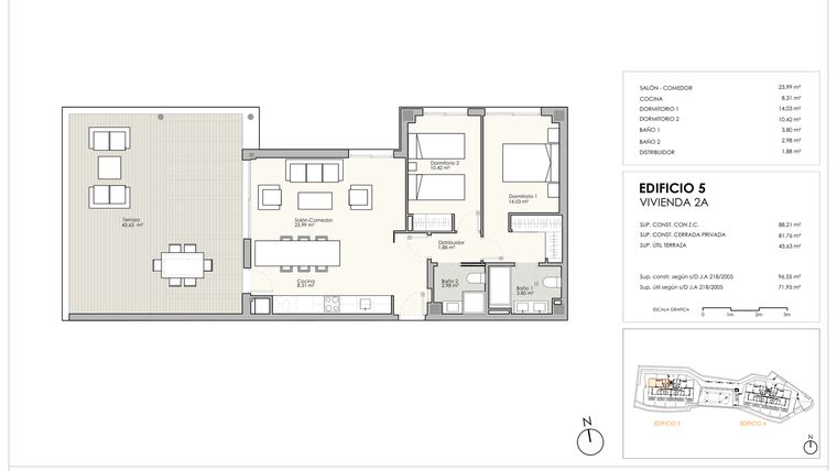 Rzut - Mieszkanie na sprzedaż 2 pokoje o powierzchni 88,21 m² - numer 512A w Camarate Hills II