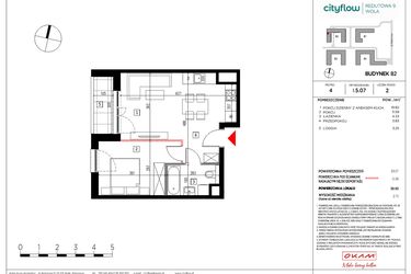 Rzut - Mieszkanie na sprzedaż 2 pokoje o powierzchni 39,93 m² - numer I.5.07 w CityFlow