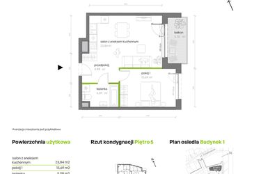 Rzut - Mieszkanie na sprzedaż 2 pokoje o powierzchni 47,5 m² - numer 1.05.M60 w Morska Vita