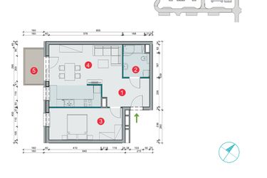 Rzut - Mieszkanie na sprzedaż 2 pokoje o powierzchni 51,61 m² - numer 7.46 w Osiedle Uniwersyteckie etap III