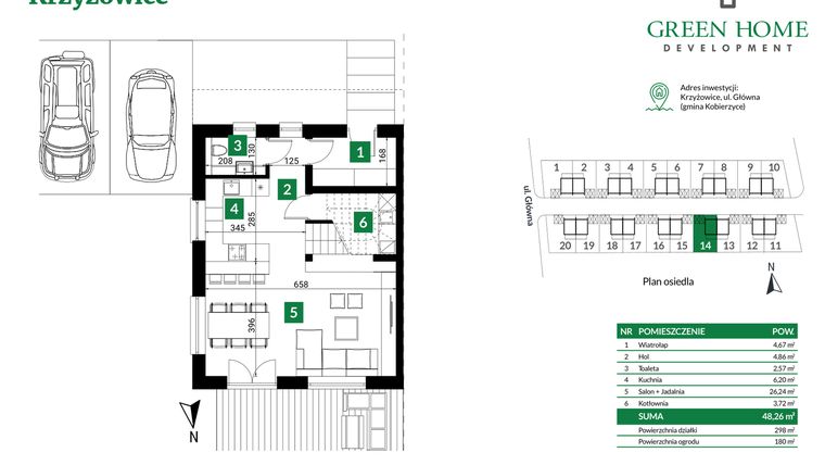 Rzut - Dom na sprzedaż 5 pokoi o powierzchni 105 m² - numer 14 w Nowe Krzyżowice II