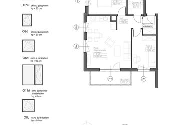 Rzut - Mieszkanie na sprzedaż 3 pokoje o powierzchni 61,37 m² - numer C.1.3.3 w Optima VII