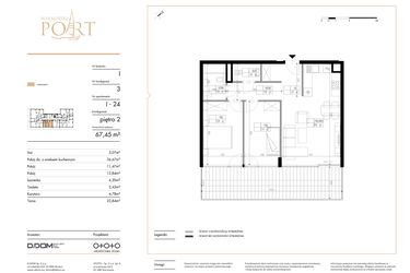 Rzut - Mieszkanie na sprzedaż 3 pokoje o powierzchni 67,45 m² - numer I_24 w Warmiński Port etap V