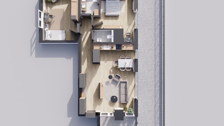 Rzut - Mieszkanie na sprzedaż 3 pokoje o powierzchni 96,74 m² - numer 22/56 w Odrzańskie Bulvary