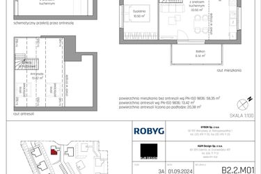 Rzut - Mieszkanie na sprzedaż 4 pokoje o powierzchni 71,77 m² - numer B2.2M01 w ROSA Residence