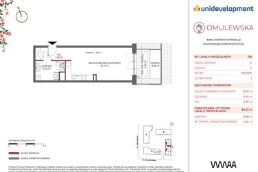 Rzut - Mieszkanie na sprzedaż 1 pokój o powierzchni 39,37 m² - numer C/139 w Omulewska
