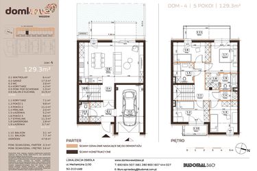 Rzut - Dom na sprzedaż 5 pokoi o powierzchni 129,3 m² - numer 4 w Domkove Widzew etap 2