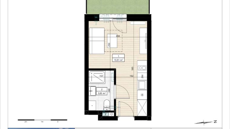 Rzut - Mieszkanie na sprzedaż 1 pokój o powierzchni 19,75 m² - numer B4/0/13 w MONTANO lokale inwestycyjne
